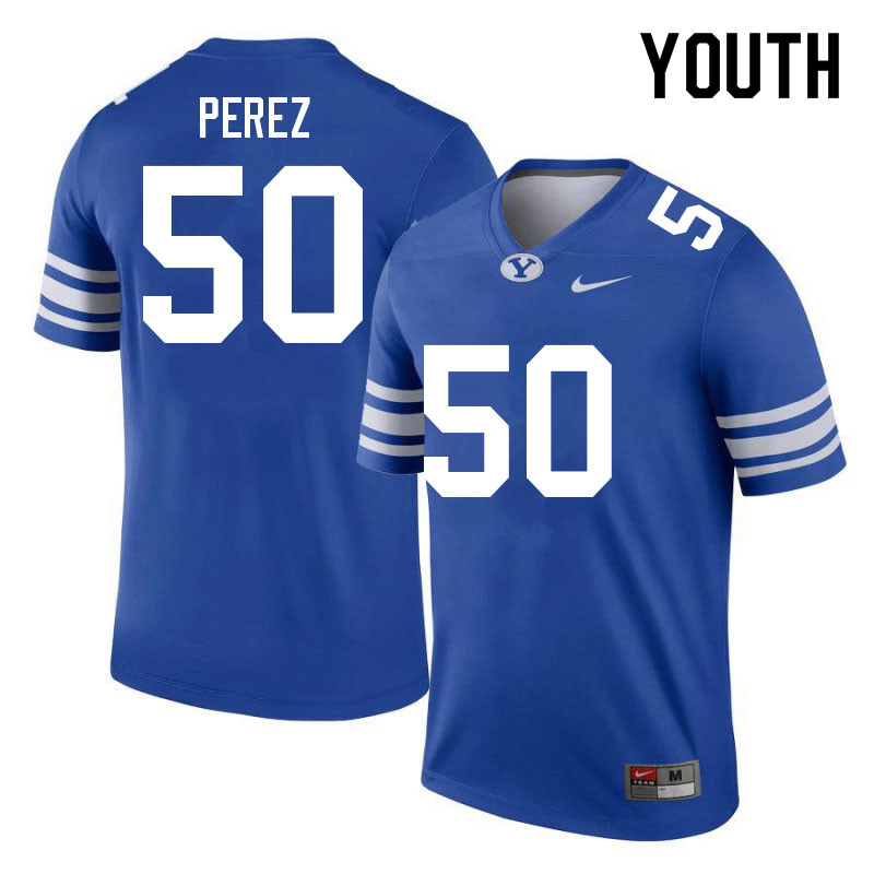Youth #50 Isaiah Perez BYU Cougars College Football Jerseys Sale-Royal - Click Image to Close